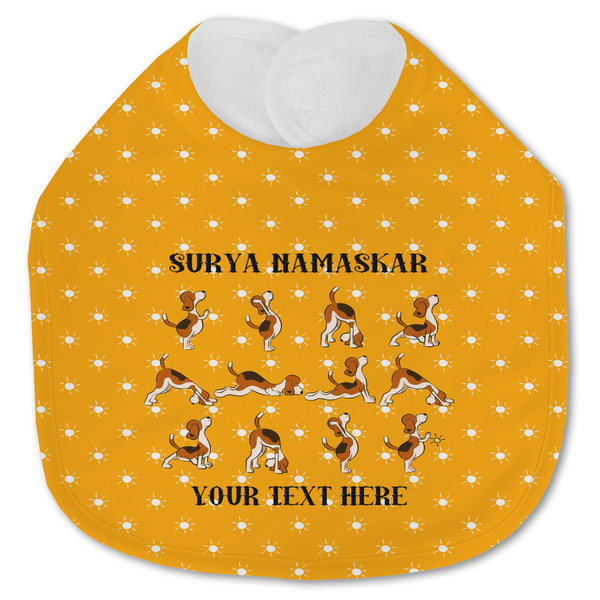Custom Yoga Dogs Sun Salutations Jersey Knit Baby Bib w/ Name or Text