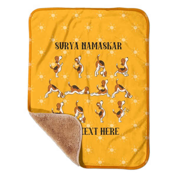 Custom Yoga Dogs Sun Salutations Sherpa Baby Blanket - 30" x 40" w/ Name or Text
