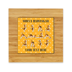Yoga Dogs Sun Salutations Bamboo Trivet with Ceramic Tile Insert (Personalized)