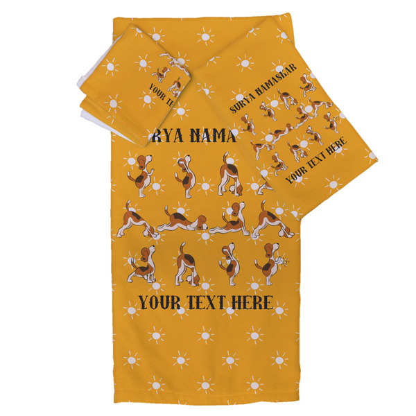 Custom Yoga Dogs Sun Salutations Bath Towel Set - 3 Pcs (Personalized)