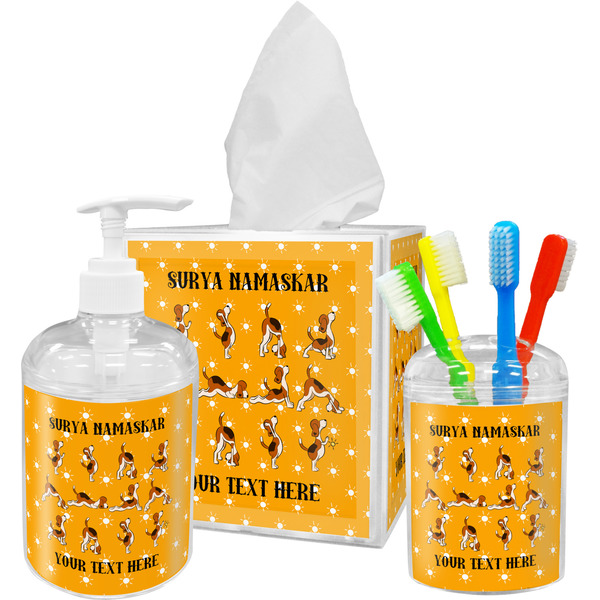 Yoga Dogs Sun Salutations Bathroom Accessories Set (Personalized)