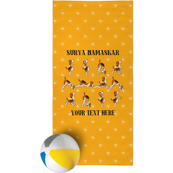 Custom Yoga Dogs Sun Salutations Beach Towel (Personalized)