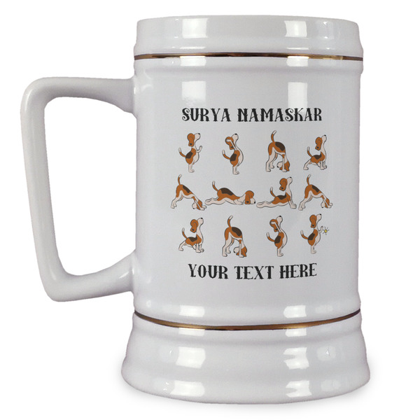 Custom Yoga Dogs Sun Salutations Beer Stein (Personalized)