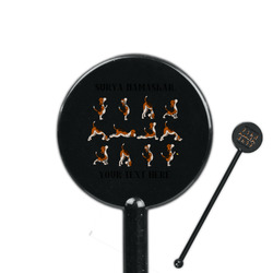 Yoga Dogs Sun Salutations 5.5" Round Plastic Stir Sticks - Black - Single Sided (Personalized)