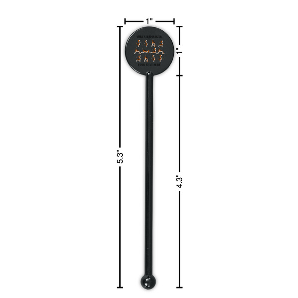 Yoga Dogs Sun Salutations Black Plastic 5.5" Stir Stick - Round - Dimensions