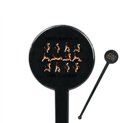 Yoga Dogs Sun Salutations 7" Round Plastic Stir Sticks - Black - Single Sided (Personalized)