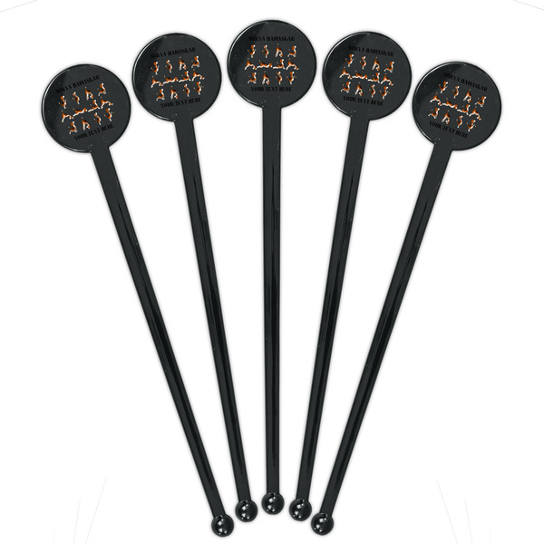 Yoga Dogs Sun Salutations Black Plastic 7" Stir Stick - Round - Fan View