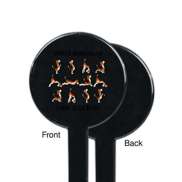 Yoga Dogs Sun Salutations Black Plastic 7" Stir Stick - Single Sided - Round - Front & Back