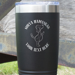 Yoga Dogs Sun Salutations 20 oz Stainless Steel Tumbler - Black - Double Sided (Personalized)