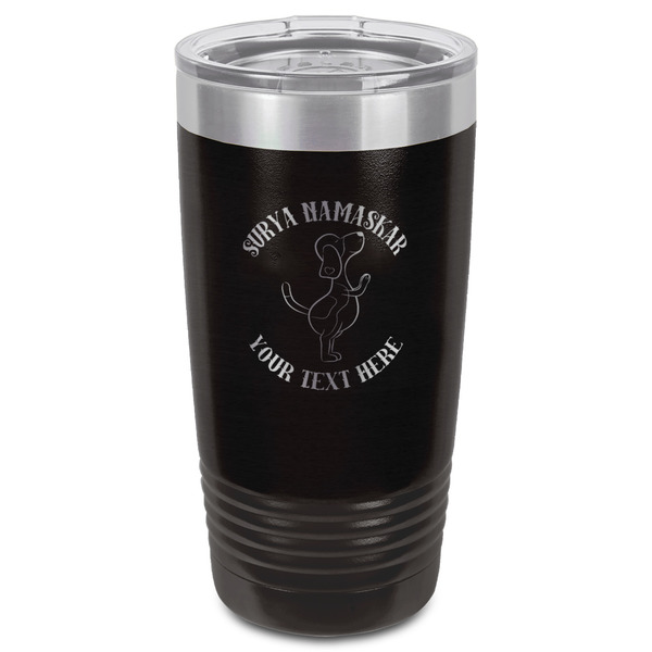 Yoga Dogs Sun Salutations Black Polar Camel Tumbler - 20oz - Front