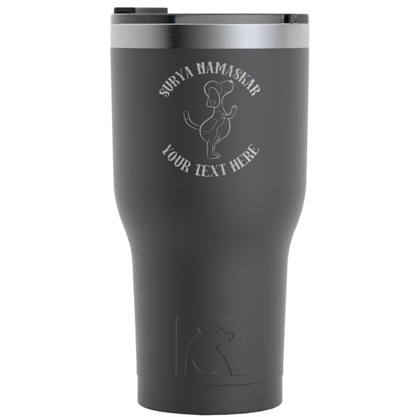 Custom Yoga Dogs Sun Salutations RTIC Tumbler - Black - Engraved Front (Personalized)