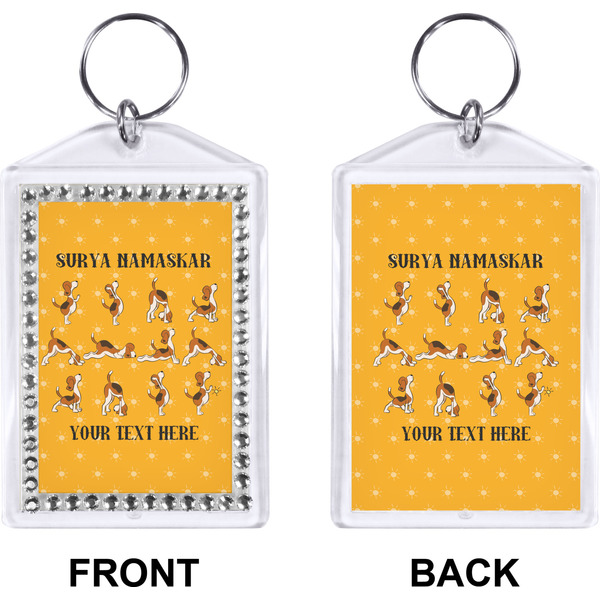Yoga Dogs Sun Salutations Bling Keychain (Front + Back)
