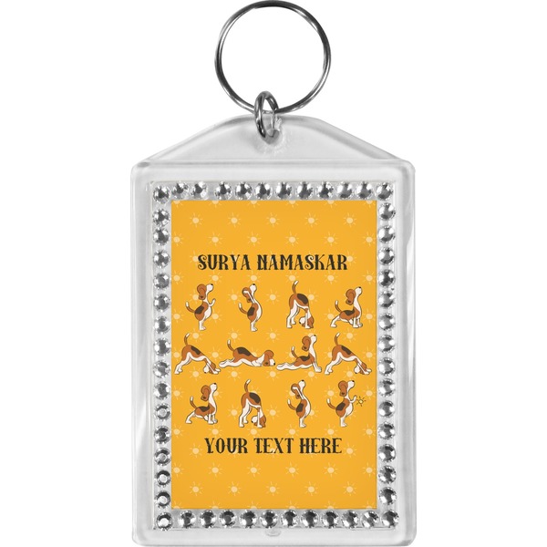 Custom Yoga Dogs Sun Salutations Bling Keychain (Personalized)