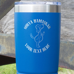 Yoga Dogs Sun Salutations 20 oz Stainless Steel Tumbler - Royal Blue - Single Sided (Personalized)