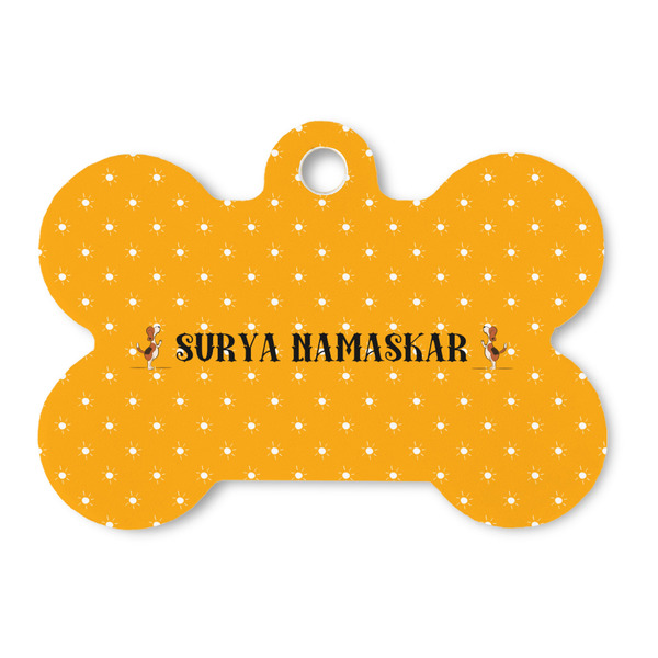 Custom Yoga Dogs Sun Salutations Bone Shaped Dog ID Tag (Personalized)