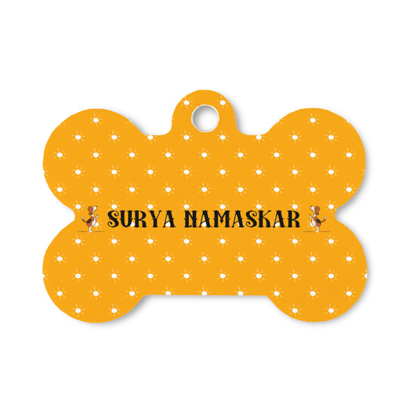 Custom Yoga Dogs Sun Salutations Bone Shaped Dog ID Tag - Small (Personalized)