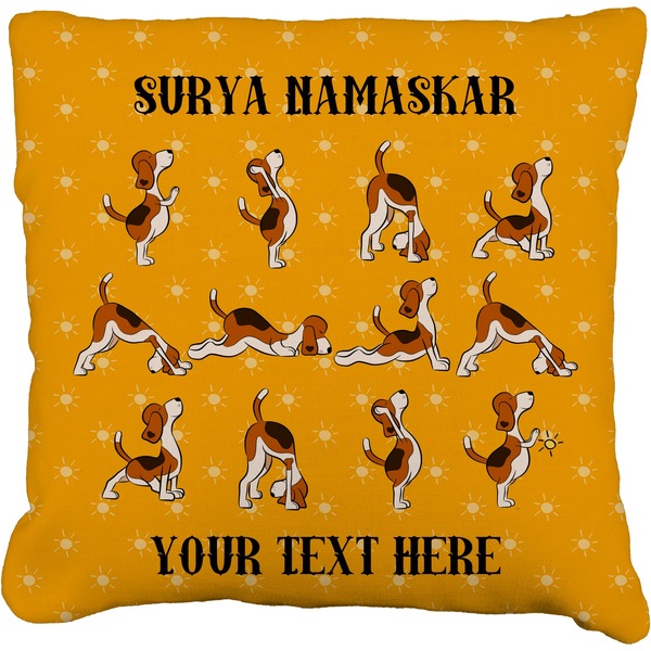 Custom Yoga Dogs Sun Salutations Faux-Linen Throw Pillow 26" (Personalized)