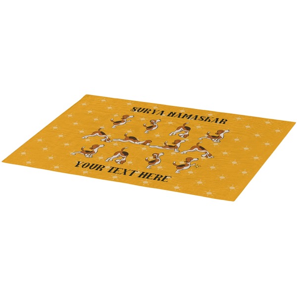 Yoga Dogs Sun Salutations Burlap Placemat (Angle View)