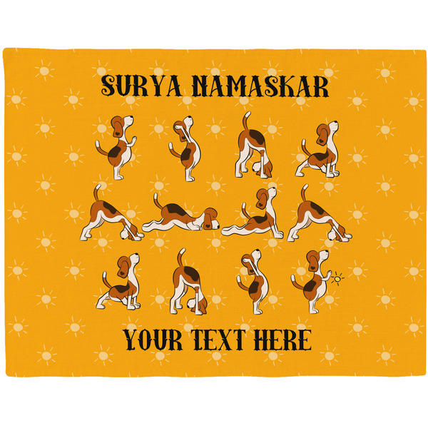 Custom Yoga Dogs Sun Salutations Woven Fabric Placemat - Twill w/ Name or Text