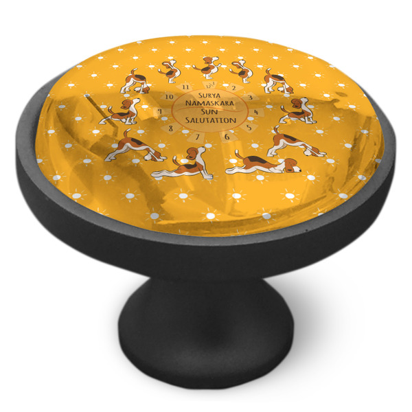 Yoga Dogs Sun Salutations Cabinet Knob - Black - Side