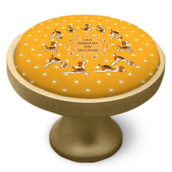 Yoga Dogs Sun Salutations Cabinet Knob - Gold - Side