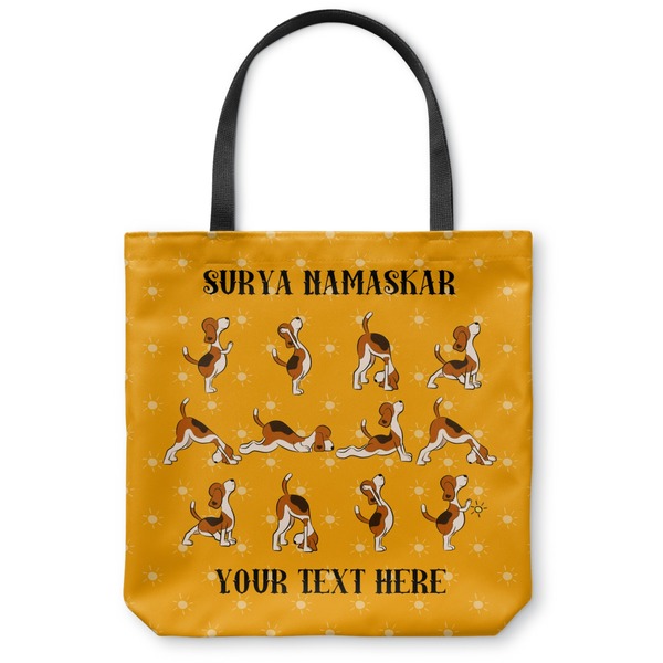 Custom Yoga Dogs Sun Salutations Canvas Tote Bag - Large - 18"x18" (Personalized)
