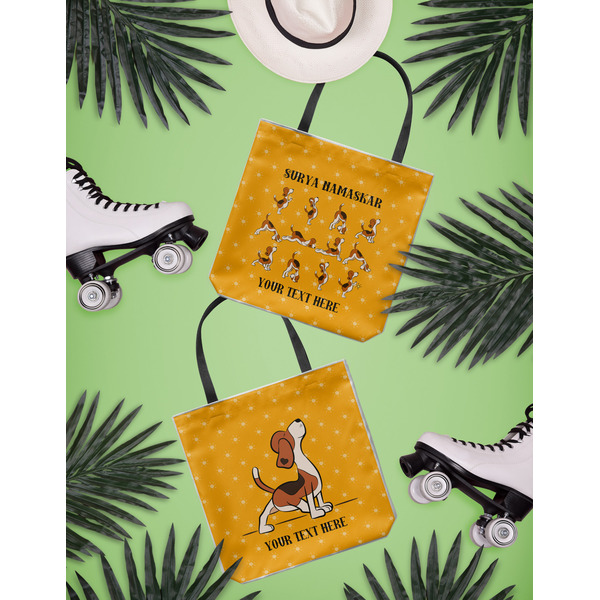 Yoga Dogs Sun Salutations Canvas Tote Lifestyle Front and Back- 13x13