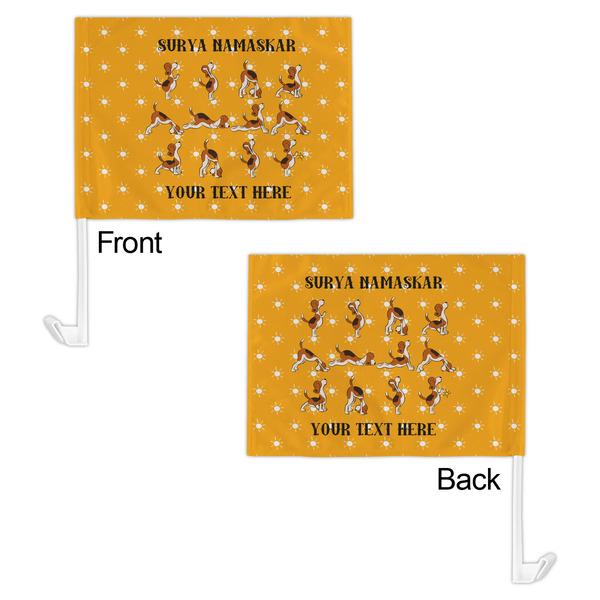 Yoga Dogs Sun Salutations Car Flag - 11" x 8" - Front & Back View