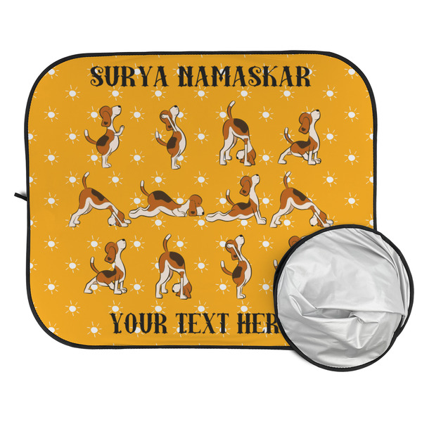 Yoga Dogs Sun Salutations Car Sun Shades - FOLDED & UNFOLDED