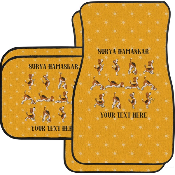 Custom Yoga Dogs Sun Salutations Car Floor Mats Set - 2 Front & 2 Back (Personalized)