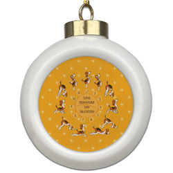 Yoga Dogs Sun Salutations Ceramic Ball Ornament