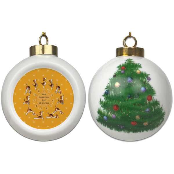 Yoga Dogs Sun Salutations Ceramic Christmas Ornament - X-Mas Tree (APPROVAL)