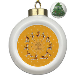 Yoga Dogs Sun Salutations Ceramic Ball Ornament - Christmas Tree