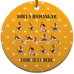 Yoga Dogs Sun Salutations Round Ceramic Ornament w/ Name or Text