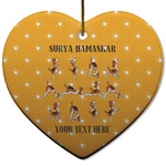 Yoga Dogs Sun Salutations Heart Ceramic Ornament w/ Name or Text