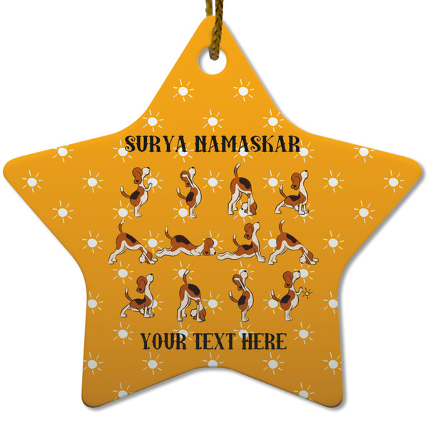 Custom Yoga Dogs Sun Salutations Star Ceramic Ornament w/ Name or Text