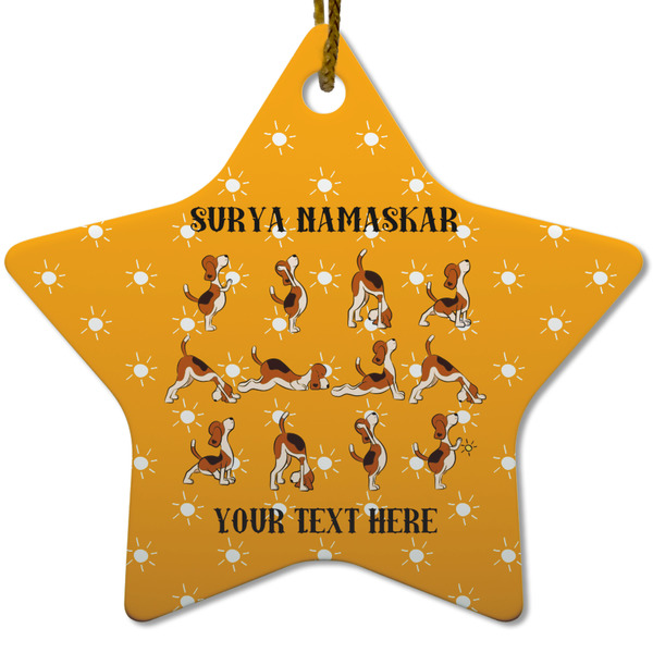 Yoga Dogs Sun Salutations Ceramic Flat Ornament - Star (Front)