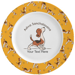 Yoga Dogs Sun Salutations Ceramic Dinner Plates (Set of 4) (Personalized)