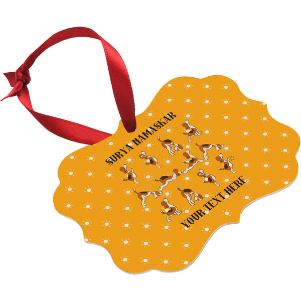 Yoga Dogs Sun Salutations Christmas Ornament (Angle View)