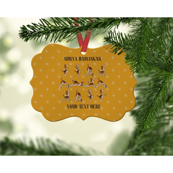Yoga Dogs Sun Salutations Christmas Ornament (On Tree)