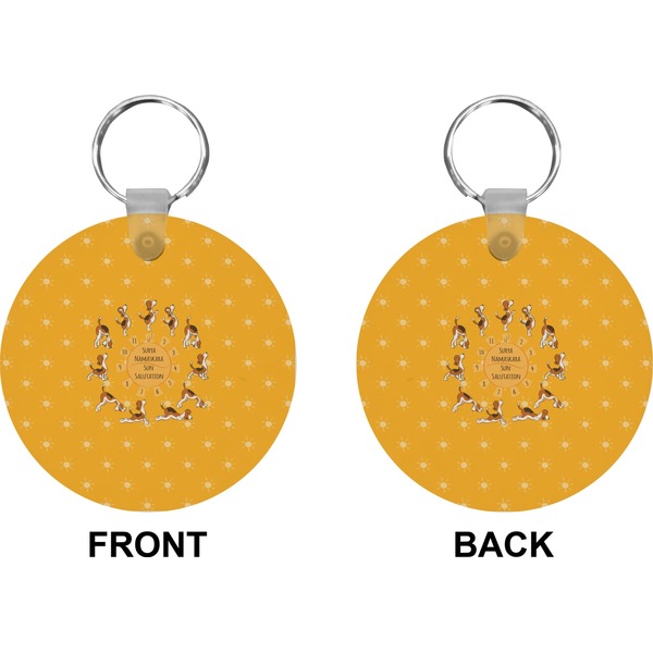 Yoga Dogs Sun Salutations Circle Keychain (Front + Back)