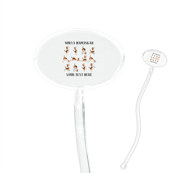 Custom Yoga Dogs Sun Salutations 7" Oval Plastic Stir Sticks - Clear (Personalized)