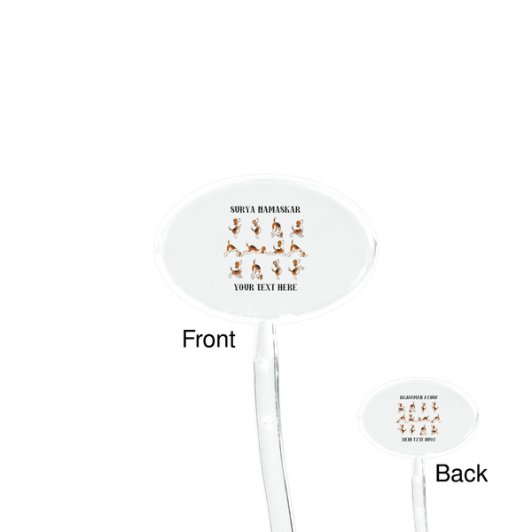 Yoga Dogs Sun Salutations Clear Plastic 7" Stir Stick - Oval - Front & Back