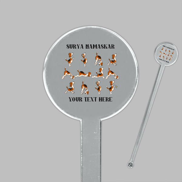 Yoga Dogs Sun Salutations Clear Plastic 7" Stir Stick - Round - Closeup