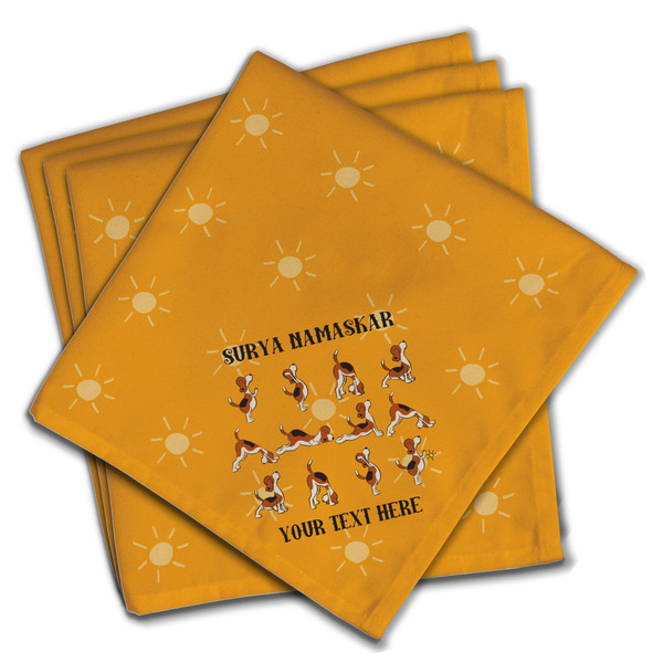 Yoga Dogs Sun Salutations Cloth Napkins - Personalized Dinner (PARENT MAIN Set of 4)