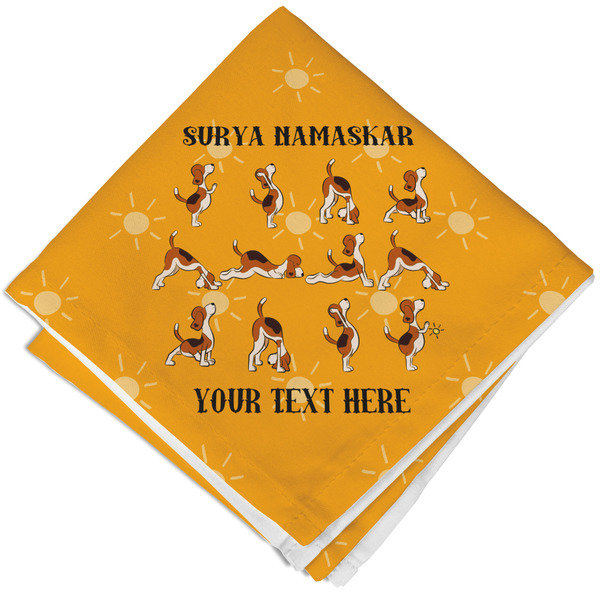 Custom Yoga Dogs Sun Salutations Cloth Cocktail Napkin - Single w/ Name or Text