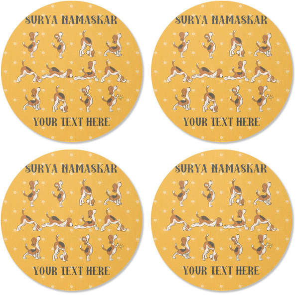 Yoga Dogs Sun Salutations Coaster Round Rubber Back - Apvl