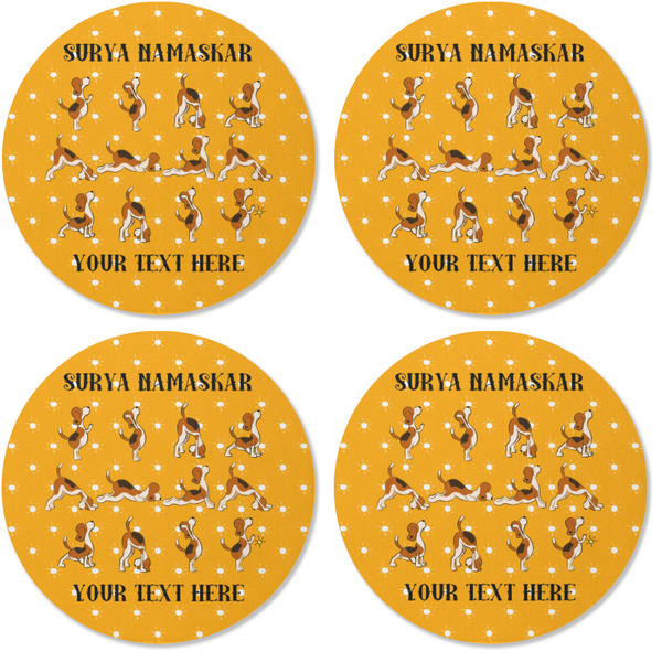 Yoga Dogs Sun Salutations Coaster Round Rubber Back - Apvl