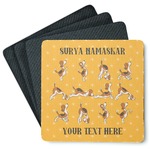 Yoga Dogs Sun Salutations Square Rubber Backed Coasters - Set of 4 (Personalized)
