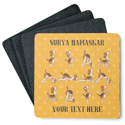 Yoga Dogs Sun Salutations Square Rubber Backed Coasters - Set of 4 (Personalized)